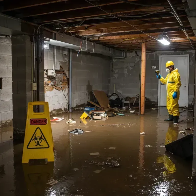 Flooded Basement Electrical Hazard in Hebron, IN Property